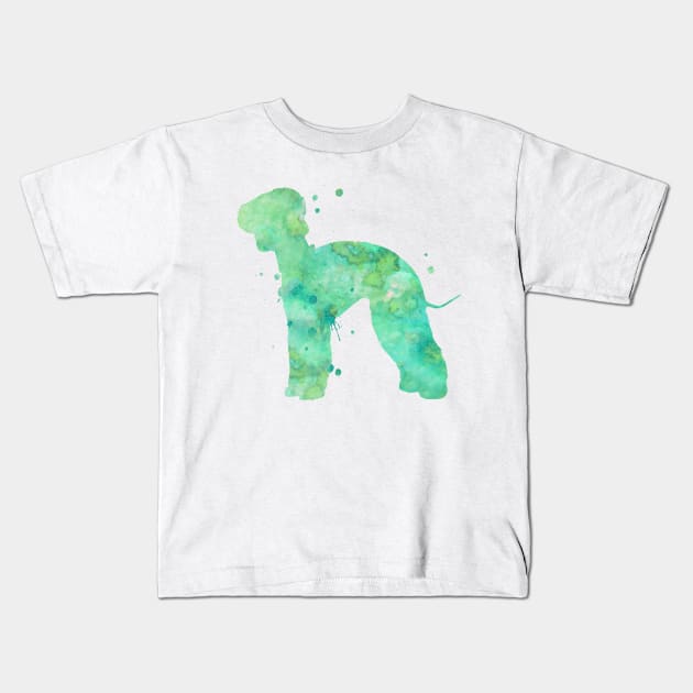 Bedlington Terrier Dog Watercolor Painting Kids T-Shirt by Miao Miao Design